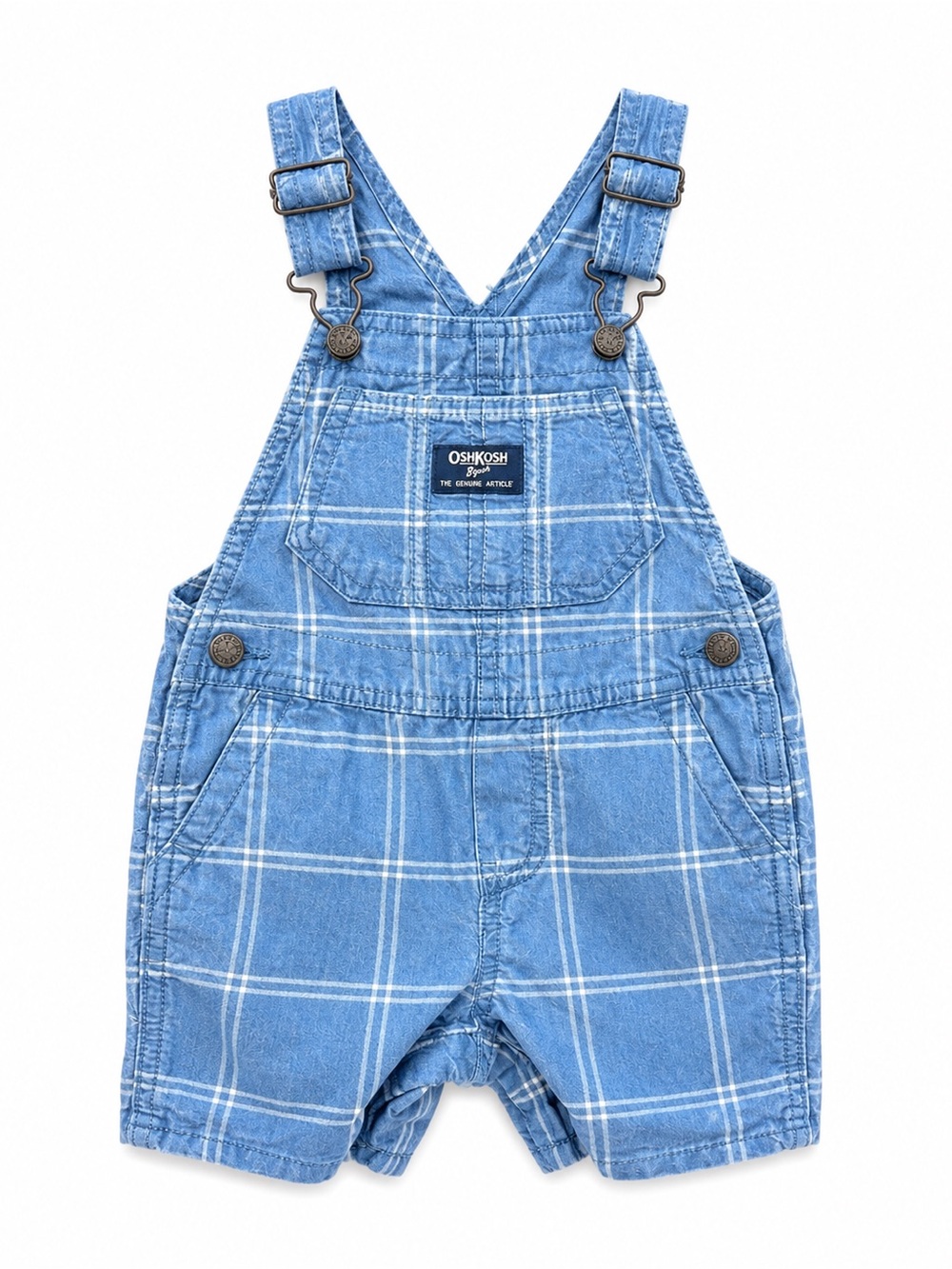 OshKosh B'gosh Light Blue Plaid Toddler Overalls- NWT